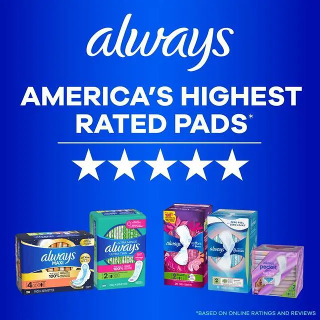 Alt view image 5 of 6 - Always Maxi Pads without Wings, Size 1, Regular Absorbency, 48 Count