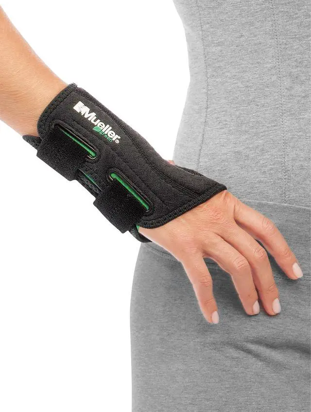 Alt view image 2 of 6 - Mueller Green Fitted Wrist Brace, Right Hand, Unisex, One Size Fits Most, Black