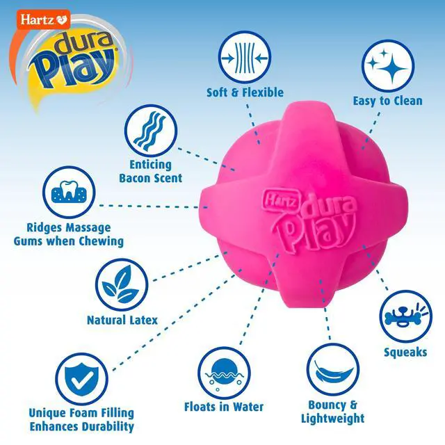 Alt view image 7 of 7 - Hartz Dura Play Small Ball Dog Toy with Bacon Scent and Squeaker, 3 Pack
