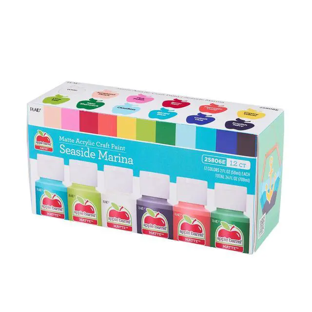 Alt view image 2 of 7 - Apple Barrel Seaside Marina 2 fl oz Acrylic Craft Paint, Matte Finish, Set of 12