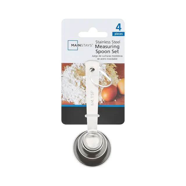 Alt view image 4 of 5 - Mainstays Kitchen Stainless Steel 4-Piece Nesting Measuring Spoons Set, Stainless Steel Finish