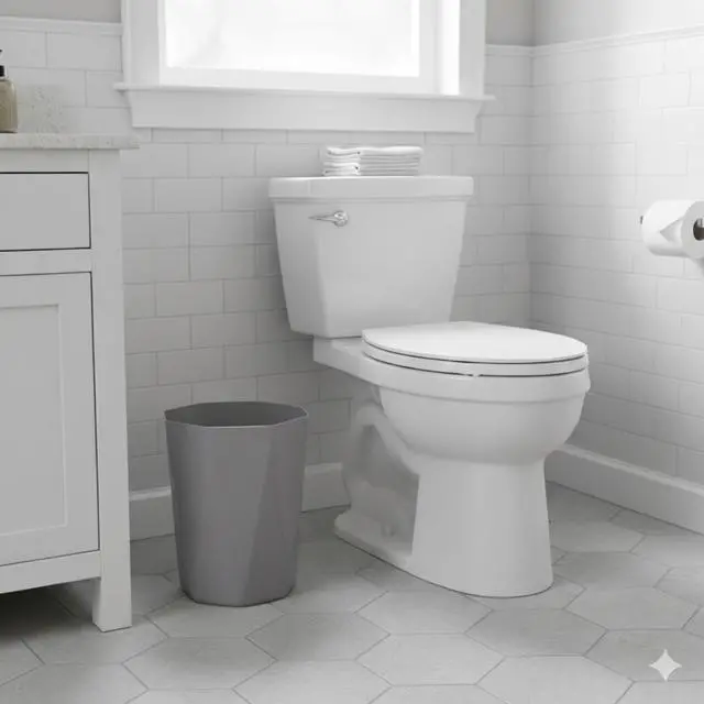 Alt view image 4 of 7 - Mainstays 5 gal Gray Geometric Bathroom Wastebasket, Open Top, Polypropylene Plastic