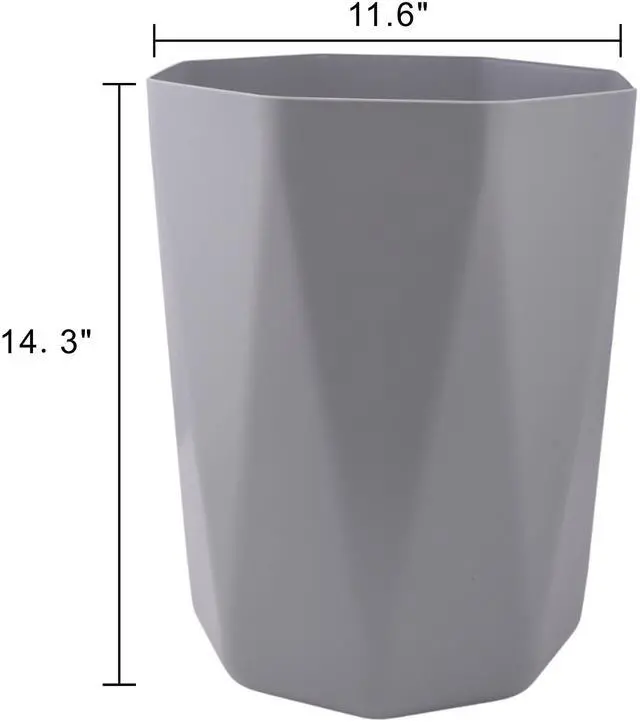 Alt view image 3 of 7 - Mainstays 5 gal Gray Geometric Bathroom Wastebasket, Open Top, Polypropylene Plastic