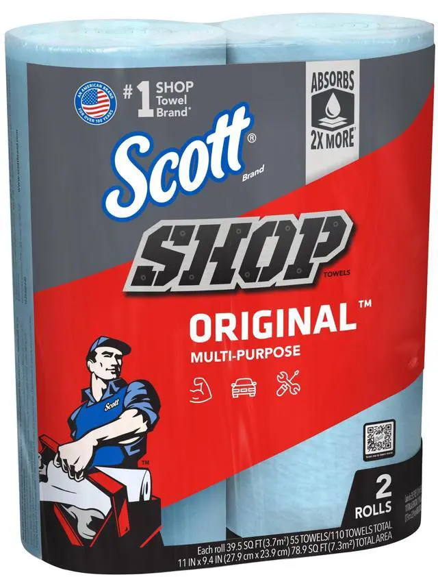 Main image of Scott Multi-Purpose, Shop Towel, 2 Rolls, 55 Sheets Per Roll (110 Total Sheets)