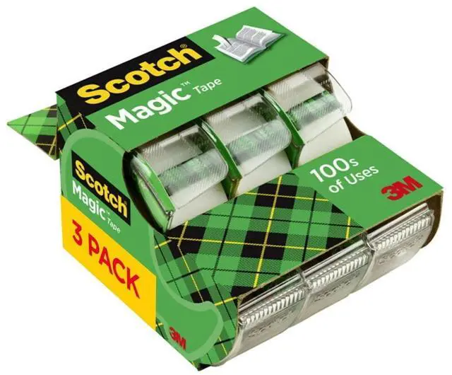 Main image of Scotch Magic Tape Dispenser, Clear, ¾ in. x 325 in., 3 Dispensers