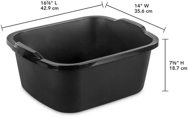 Alt view image 6 of 6 - Sterilite 18 Qt. Dishpan, Multi-Purpose Plastic Wash Tub, Kitchen, Sink, Black