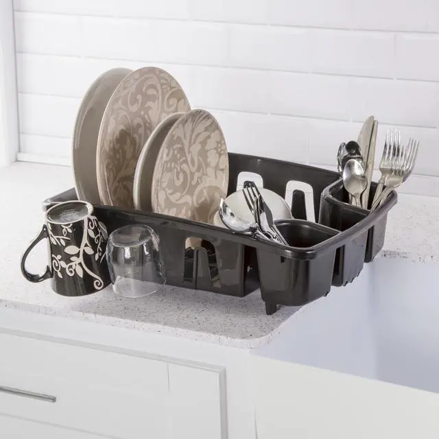 Alt view image 5 of 6 - Sterilite DrainRack, Dishrack and Drainboard All-in-One, Inclined Base for Draining, Black