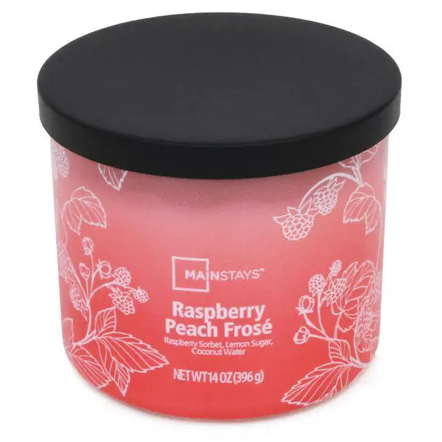 Alt view image 3 of 6 - Mainstays 3-Wick Ombre Wrap Raspberry Peach Scented Candle, 14 oz