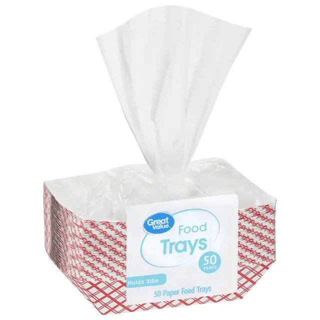 Alt view image 4 of 7 - Great Value Disposable Paper Food Trays, Holds Up to 3 lb, 50 Count