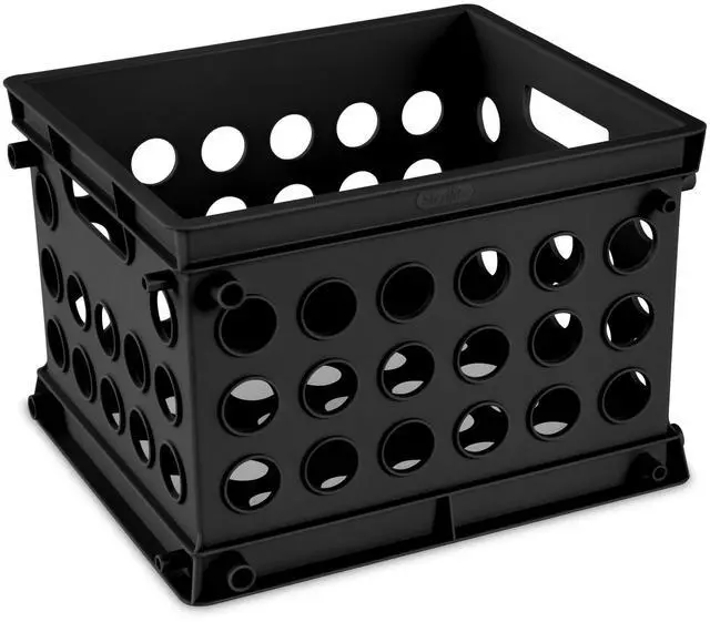 Main image of (6 pack) Sterilite Mini Crate, Multi-Purpose Plastic Storage Bin with Through Handles, Stackable, Black
