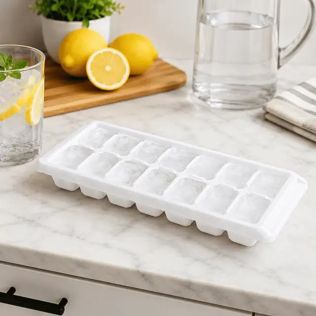 Alt view image 3 of 6 - (4 pack) Rubbermaid Quick Release Ice Cube Tray, Plastic, White, Rectangular