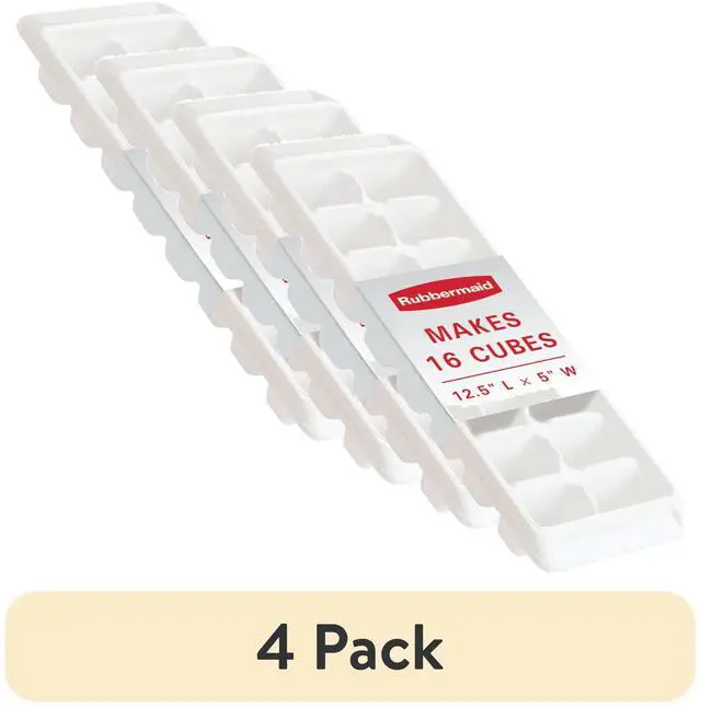 Main image of (4 pack) Rubbermaid Quick Release Ice Cube Tray, Plastic, White, Rectangular