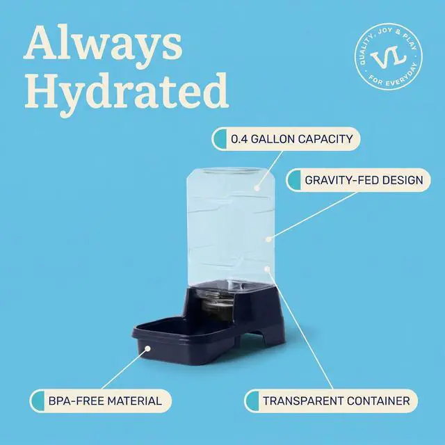 Alt view image 3 of 7 - Vibrant Life 0.4 gal Gravity Waterer for Extra Small Pets, Navy