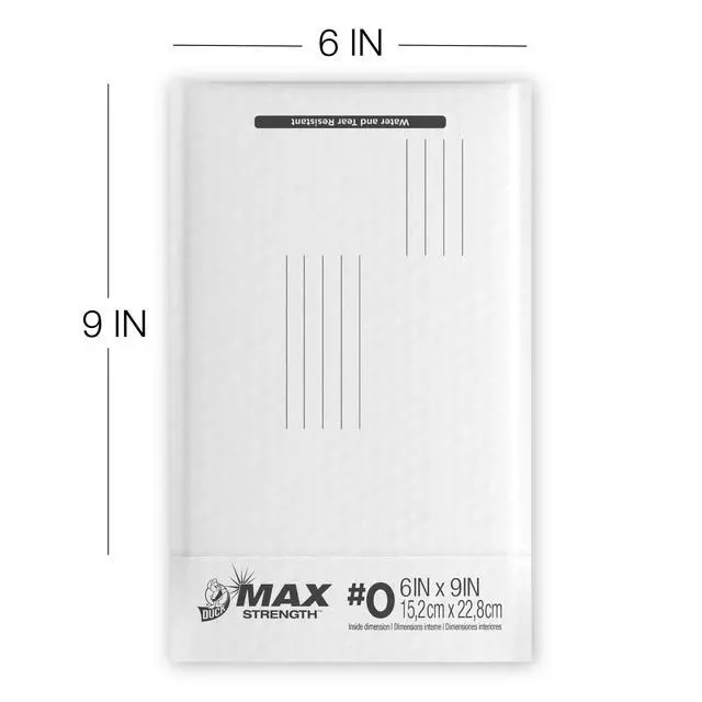 Alt view image 4 of 6 - Duck Max Strength Self-Sealing Poly Bubble Mailer #0, 6" x 9", Solid White, 25 Pack
