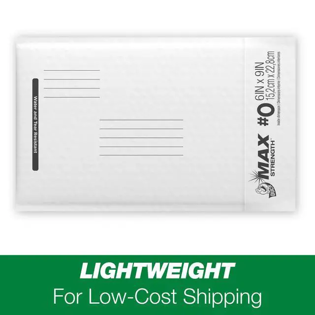 Alt view image 6 of 6 - Duck Max Strength Self-Sealing Poly Bubble Mailer #0, 6" x 9", Solid White, 25 Pack
