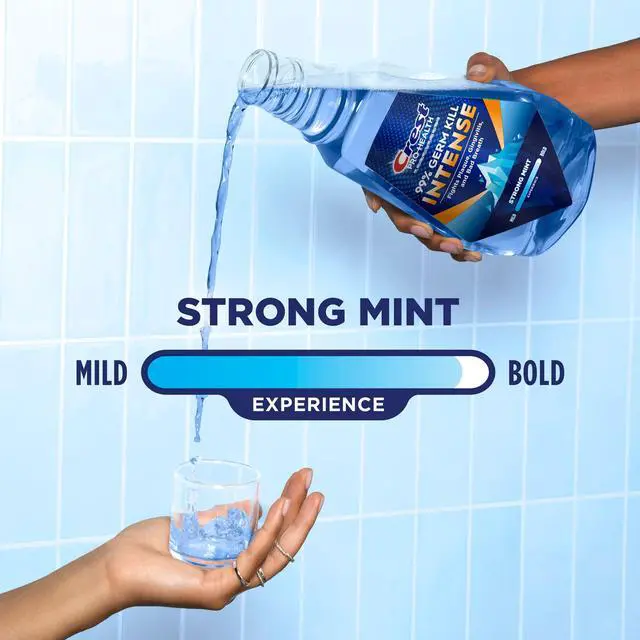 Alt view image 4 of 7 - Crest Mouthwash, Pro-Health Intense Mouthwash/Mouth Rinse, Strong Mint, 1 L (33.8 fl oz)