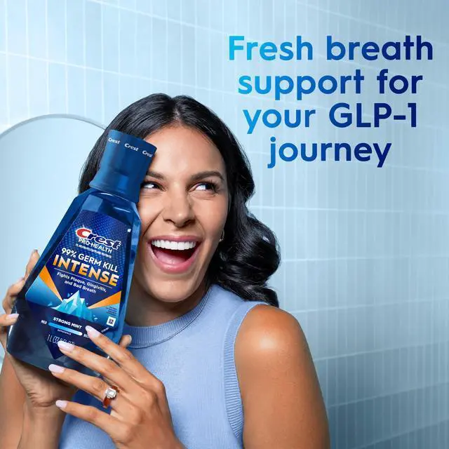 Alt view image 2 of 7 - Crest Mouthwash, Pro-Health Intense Mouthwash/Mouth Rinse, Strong Mint, 1 L (33.8 fl oz)