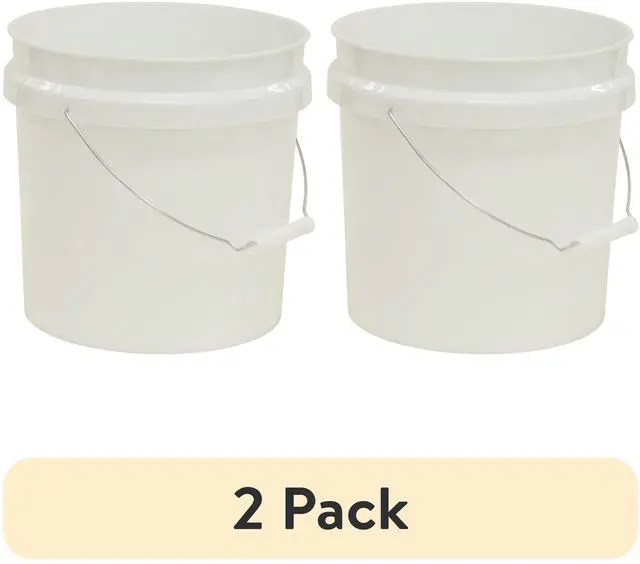 Main image of (2 pack) United Solutions 2 Gallon Round Comfort Handle Plastic Utility Bucket, White, 1 Each