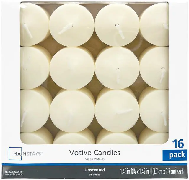 Main image of Mainstays Unscented Votive Candles, Ivory, 16-Pack