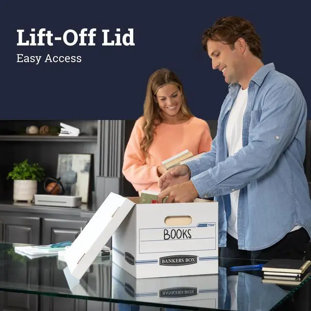 Alt view image 6 of 7 - Bankers Box Basic Duty Letter/Legal File Storage Box with Lids, 10 Pack, White Corrugate Cardboard