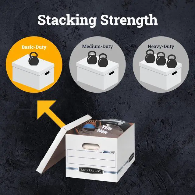 Alt view image 3 of 7 - Bankers Box Basic Duty Letter/Legal File Storage Box with Lids, 10 Pack, White Corrugate Cardboard