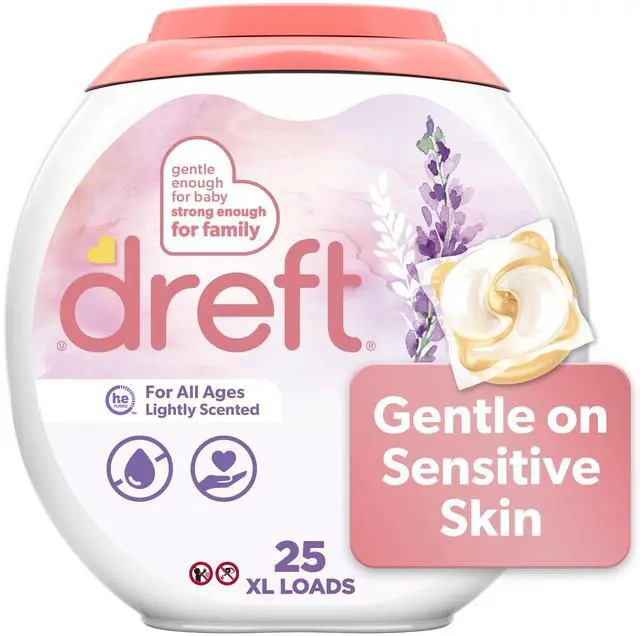 Main image of Dreft Baby Laundry Detergent XL Pacs, Sensitive Skin, Hypoallergenic, Lightly Scented Lavender, 25 Count