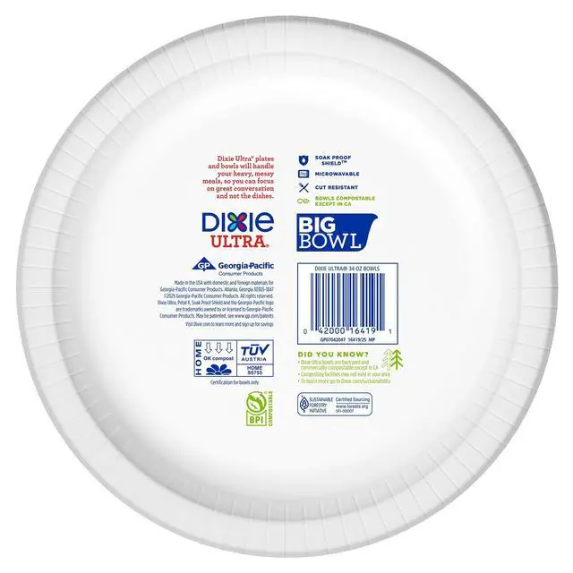Alt view image 4 of 7 - Dixie Ultra Big Bowl Disposable Paper Bowls, 34 oz, Multi-Color, 25 Count