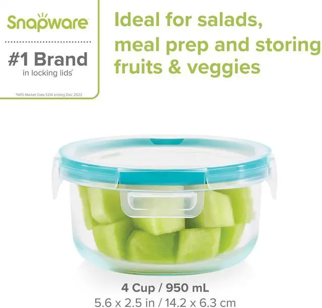 Alt view image 7 of 7 - Snapware Total Solution Glass Food Storage with Lid, 4 Cups, A Practical Choice for Dry Goods and Bulk Ingredients