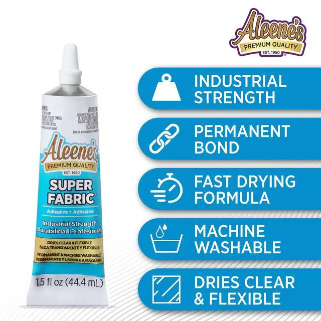 Alt view image 5 of 6 - Aleene's Super Fabric Adhesive 1.5 fl oz, Fast Drying, Clear Permanent Fabric Adhesive
