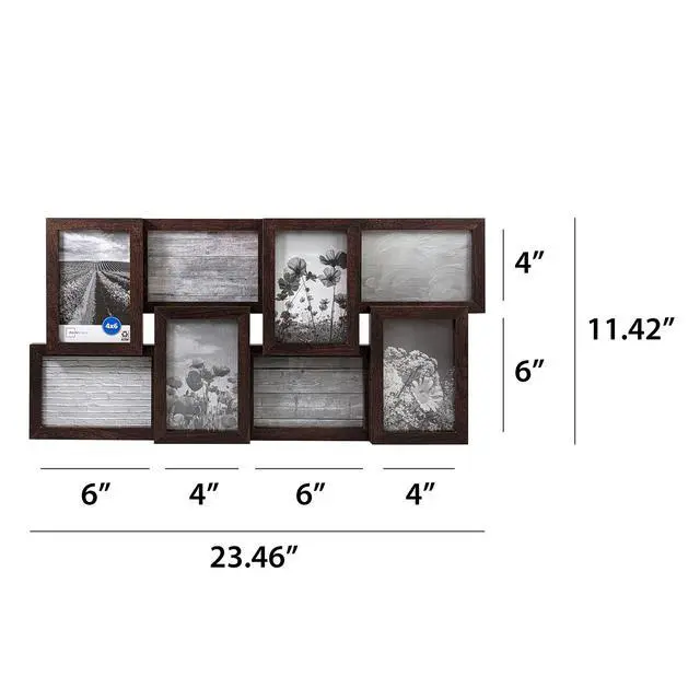 Alt view image 6 of 6 - Mainstays Brown Collage Picture Frame, 8 Openings for 4 x 6 Photos