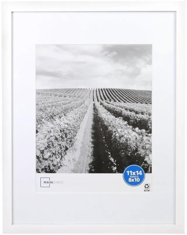 Main image of Mainstays 11 x 14 White Gallery Picture Frame, Matted to 8 x 10