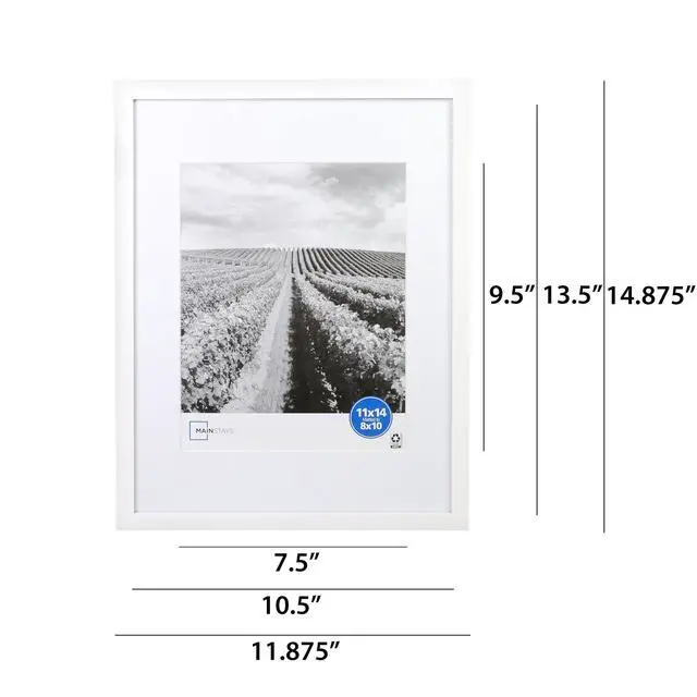 Alt view image 3 of 6 - Mainstays 11 x 14 White Gallery Picture Frame, Matted to 8 x 10