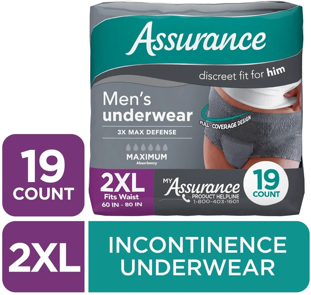 Main image of Assurance Men's Incontinence Underwear, XXL, Maximum Absorbency, 19 Count