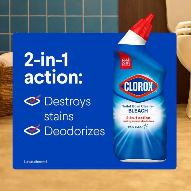 Alt view image 2 of 6 - Clorox Toilet Bowl Bathroom Cleaner with Bleach, Rain Clean, 24 fl oz, 2 Pack