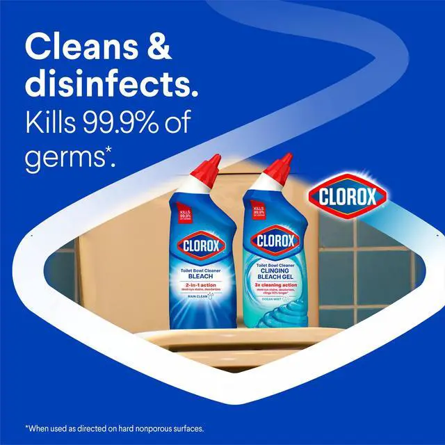 Alt view image 5 of 6 - Clorox Toilet Bowl Bathroom Cleaner with Bleach, Rain Clean, 24 fl oz, 2 Pack