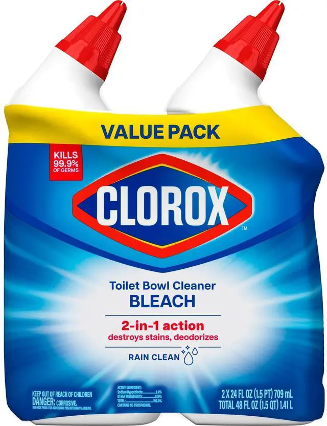 Main image of Clorox Toilet Bowl Bathroom Cleaner with Bleach, Rain Clean, 24 fl oz, 2 Pack