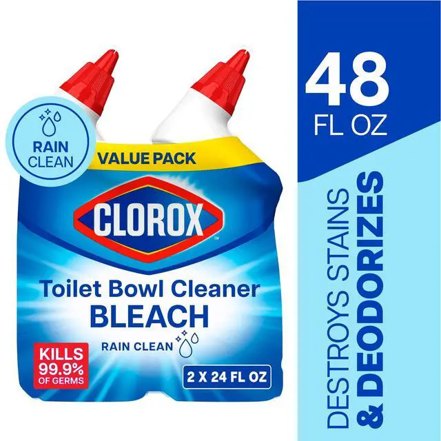 Alt view image 6 of 6 - Clorox Toilet Bowl Bathroom Cleaner with Bleach, Rain Clean, 24 fl oz, 2 Pack
