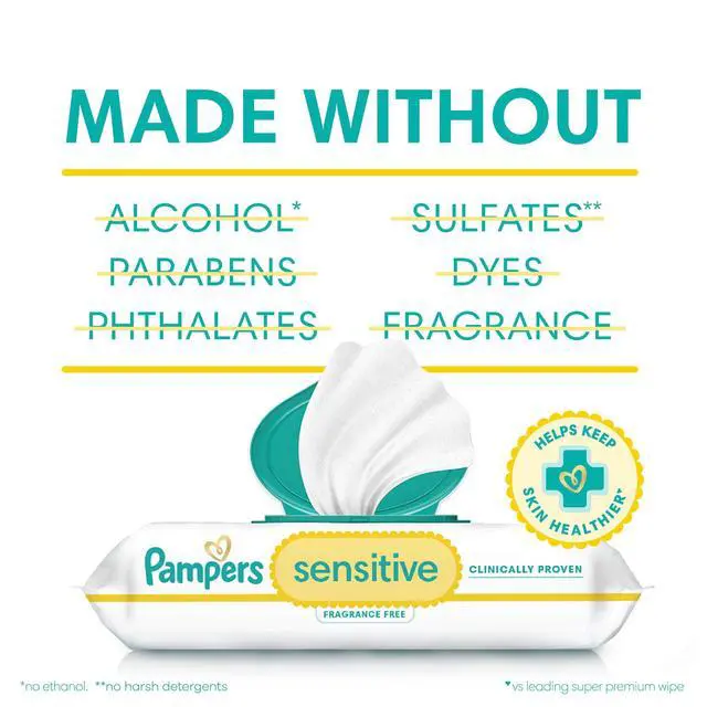 Alt view image 2 of 7 - Pampers Sensitive Baby Wipes Unscented, 3-Pack, 168 Total Count (Select for More Options)