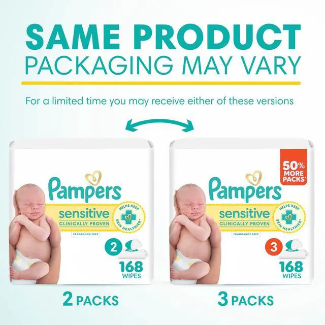 Alt view image 3 of 7 - Pampers Sensitive Baby Wipes Unscented, 3-Pack, 168 Total Count (Select for More Options)