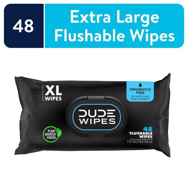 Alt view image 4 of 7 - DUDE Wipes Flushable Wipes, XL Wet Wipes for At Home Use, Unscented, 48 Count
