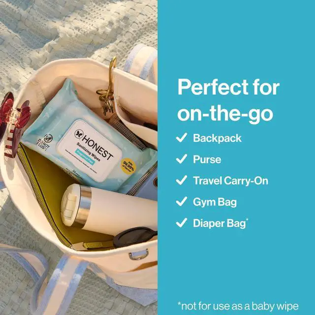 Alt view image 3 of 7 - The Honest Company Fragrance Free Sanitizing Alcohol Wipes, Antibacterial with Aloe, Kills 99.99% of Germs, 50 Count