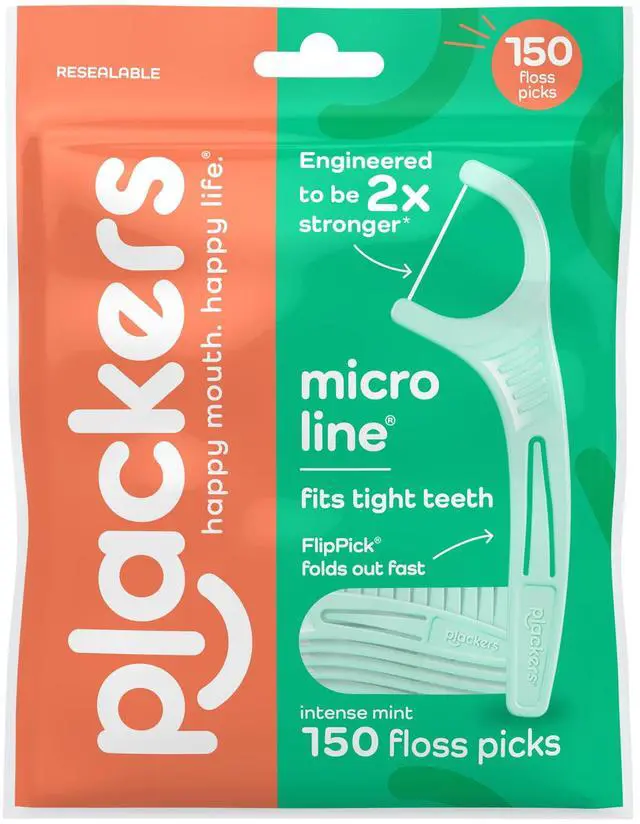 Main image of Plackers Micro Line Dental Tuffloss Fold-Out FlipPicks, Fresh Mint, 150 Count