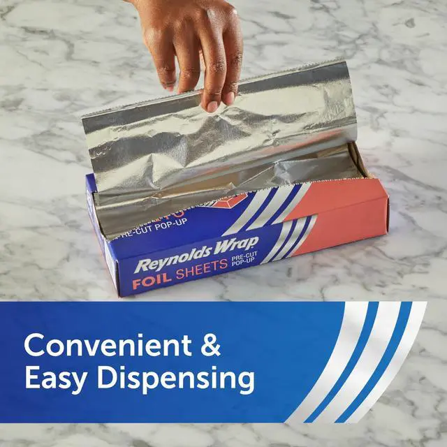 Alt view image 7 of 7 - Reynolds Wrap Pre-Cut Pop-Up Aluminum Foil Sheets, 14 x 10.25 inches, 50 Sheets