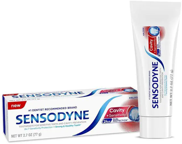 Main image of Sensodyne Cavity + Sensitivity Toothpaste, Fluoride Toothpaste for Sensitive Teeth and Cavity Protection, 2.7 Oz