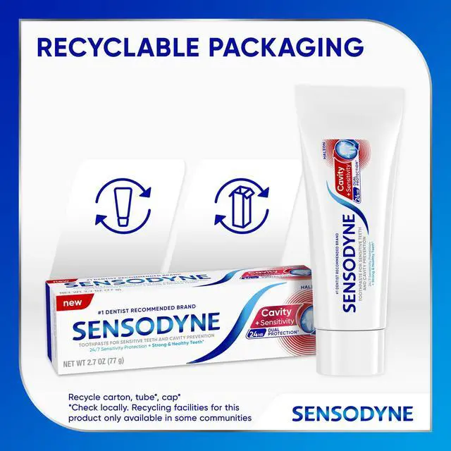 Alt view image 5 of 7 - Sensodyne Cavity + Sensitivity Toothpaste, Fluoride Toothpaste for Sensitive Teeth and Cavity Protection, 2.7 Oz
