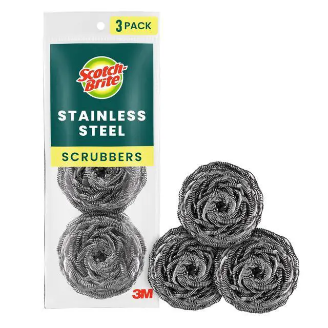 Alt view image 6 of 6 - (3 pack) Scotch-Brite Stainless Steel Scrubbers, 3 Scrubbers