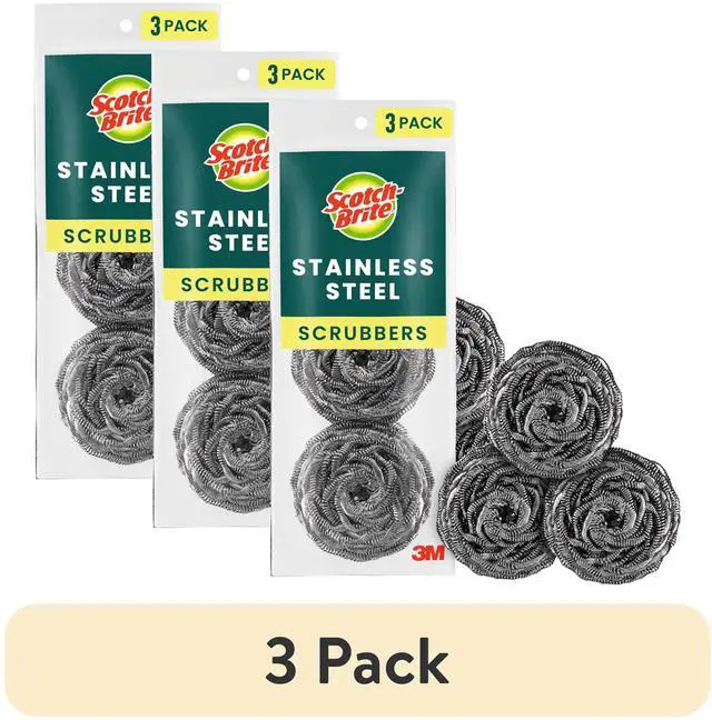 Main image of (3 pack) Scotch-Brite Stainless Steel Scrubbers, 3 Scrubbers