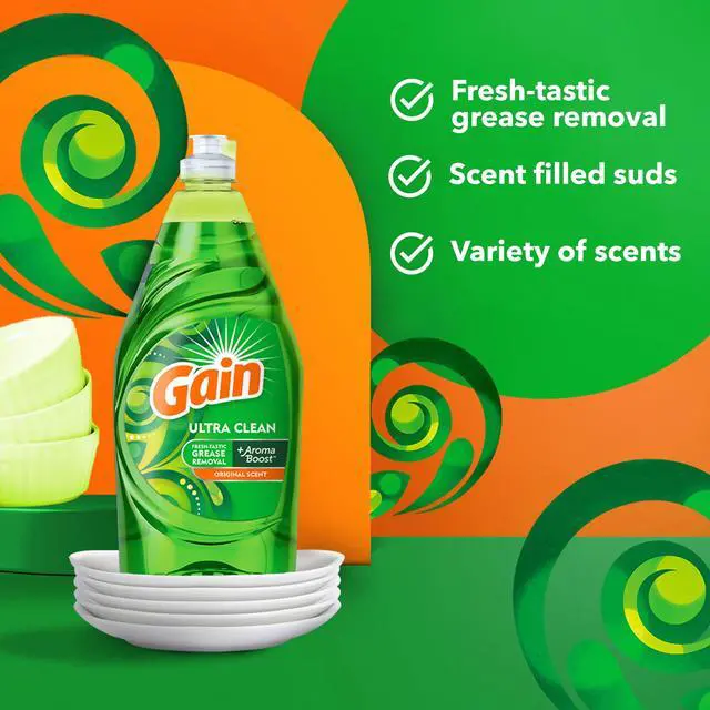 Alt view image 5 of 6 - (2 pack) Gain Ultra Dishwashing Liquid, Original, 38 fl oz