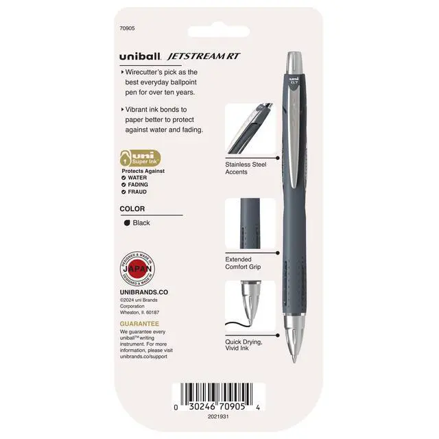 Alt view image 4 of 6 - uniball Jetstream Retractable Ballpoint Pens, Fine Point, 0.7mm, Black Ink, 4 Count