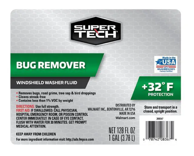 Alt view image 6 of 6 - Super Tech Bug Remover with Rain Repeller Green Windshield Washer Fluid 1 Gallon